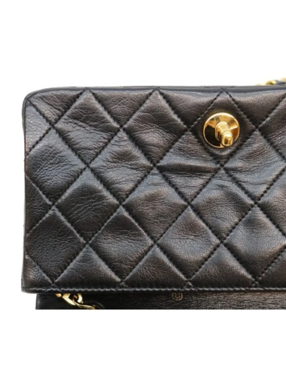 Chanel Black Gold Turnlock Full Flap Mini Quilted 19